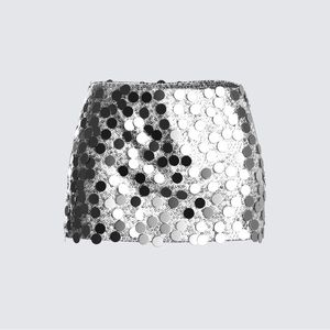 Silver Sequins Mini Skirt 🪩
